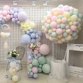 FOOJO 富居 气球100只装 马卡龙色彩色气球生日气球 糖果色主题派对气球 创意气球婚礼用品婚房布置气球(送打气筒)