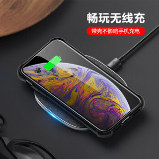 ESCASE 苹果iPhonexs手机壳/手机套 苹果手机壳 亮色玻璃防摔防刮伤保护壳 双料防摔ES-89 曜石黑