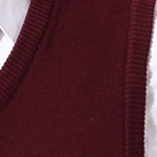 卡帝乐鳄鱼（CARTELO）马甲 男士时尚休闲V领羊毛衫背心马甲C416-1-A33酒红色2XL