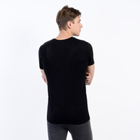 京东京造 男士圆领薄款短袖内衣 发热纤维修身T恤 黑色 XL码