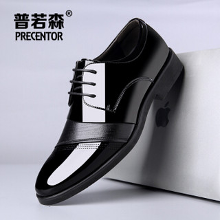 Precentor 普若森 英伦男士商务休闲漆皮正装皮鞋 1085 黑色 40