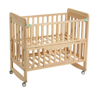 babycare婴儿床 宝宝床实木儿童床拼接床 多功能新生儿摇篮床bb床 8910蒙柯床