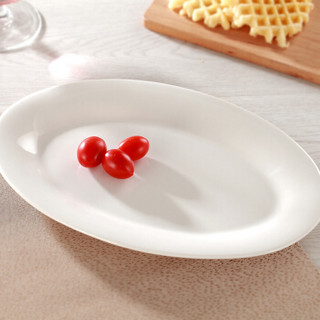 靓佳 鱼盘 菜盘 陶瓷盘 碗盘碟 纯白陶瓷椭圆形大鱼盘12英寸1个装