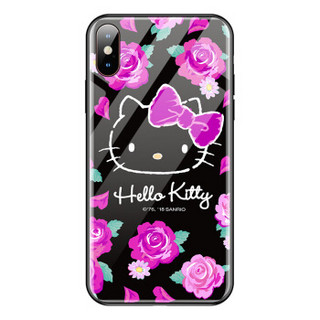 Hello Kitty iphone xs max手机壳苹果xs max保护套 卡通全包硅胶防摔外壳 玫瑰花园*黑色凯蒂