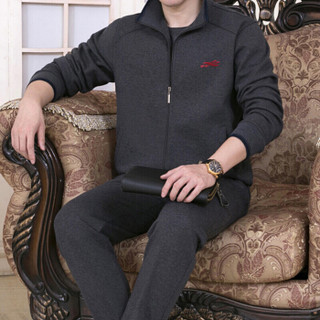 Crocodile 鳄鱼恤 男士休闲套装时尚运动长裤立领夹克户外中年两件套 98765088