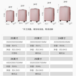 SUMMIT 拉杆箱万向轮硬箱旅行箱22英寸PC材质男女行李箱子托运箱PC338T4防刮可扩容 玫瑰金