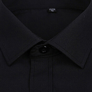 鳄鱼恤（CROCODILE）衬衫 男士商务休闲纯色大码免烫长袖衬衣男 2022G80 K08-11黑 44/5XL