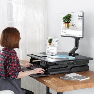 Brateck液晶电脑显示器支架 升降桌专用旋转显示屏臂 桌面单屏底座多功能人体工程学17-32英寸 LDT21-C01