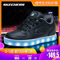 Skechers斯凯奇新款时尚男女童鞋 闪灯开关儿童休闲板鞋90601L