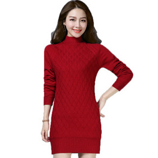 尚格帛 2018冬季新品女装毛衣女修身半高领针织衫中长款加绒加厚毛衣 LLFYYMM11803GB 米白 M