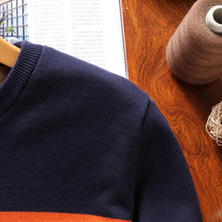 富贵鸟（FUGUINIAO） 毛衣男士时尚休闲圆领加绒打底针织衫男 宝蓝 XL