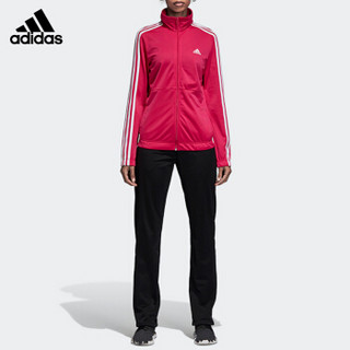 adidas 阿迪达斯 运动服套装女款春秋款长袖外套篮球服跑步休闲长裤羽毛球服 CY3518 粉黑 S码