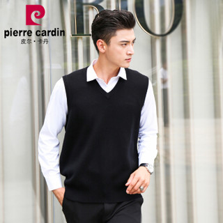 pierre cardin 皮尔·卡丹 纯色纯羊毛马甲针织衫毛衣舒适修身保暖背心 JD185D21TM8106-24