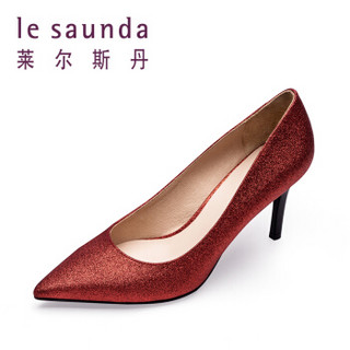 le saunda 莱尔斯丹 时尚优雅性感尖头套脚跟高跟女单鞋 LS 9T79901 红色 34