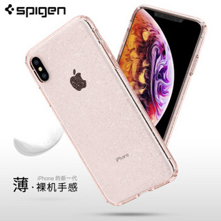 spigen苹果XS/X手机壳 iPhone X/XS保护套韩国进口硅胶软壳女生潮装可爱闪钻气囊防摔手机壳 玫瑰粉