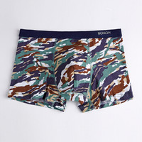 ROMON 罗蒙 男士内裤男中腰平角裤四角裤男式u凸短裤头宽腰弹力棉质4条混色装 M2135 复古印花 3XL (黑色系、XXXL、平角裤、棉)