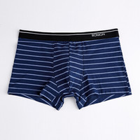 ROMON 罗蒙 男士内裤男中腰平角裤四角裤男式u凸短裤头宽腰弹力棉质4条混色装 M4061 条纹印花 3XL (黑色系、XXXL、平角裤、棉)