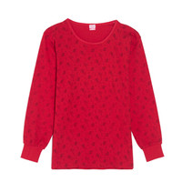 海之宁 中老年女士秋衣秋裤纯棉套装防寒保暖线衣线裤妈妈款棉毛衫全棉舒适中厚款 3217-1 圆领大红 L码