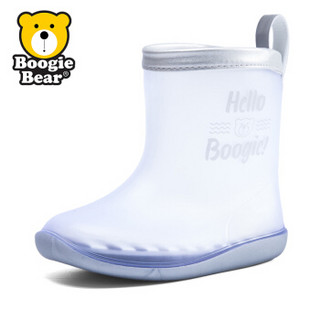 Boogie Bear儿童雨鞋透明男女童防滑雨靴宝宝小童幼儿园水鞋胶鞋 BB191R0102灰色 26