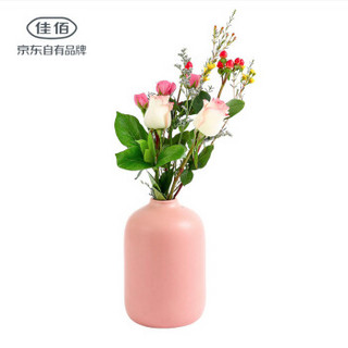 佳佰 网红哑光粉陶瓷花瓶花艺客厅 家居装饰摆设花插小号花瓶（不含植物）