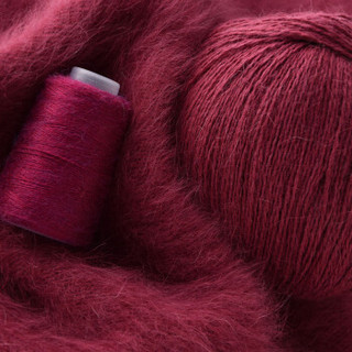 奥丝布莱特 羊绒线 长毛毛线 14/2中粗线 手编机织均可 婴儿宝宝毛线 围巾线J05 酒红色