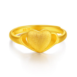 鑫万福黄金戒指女款金戒指足金999心形开口指环订婚戒约334336g