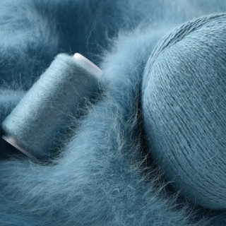 奥丝布莱特 羊绒线 长毛毛线 14/2中粗线 手编机织均可 婴儿宝宝毛线 围巾线J05 灰蓝色