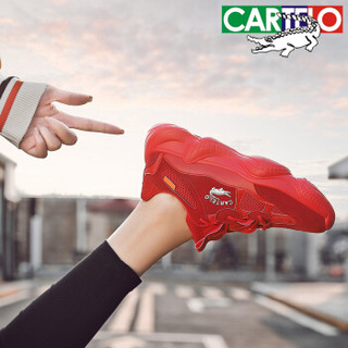 CARTELO 卡帝乐鳄鱼 休闲运动男鞋 情侣舒适百搭女式运动 W-KDL8C7906 红色（女款） 37码
