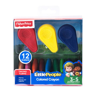 费雪fisher-price 儿童可水洗蜡笔 玩具画笔美术油画棒 绘画套装工具盒文具 水滴蜡笔12色 FPC033