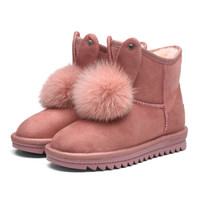 RED DRAGONFLY 红蜻蜓 时尚百搭保暖雪地靴WTC80601/03 粉红色 34