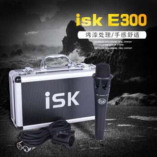 iSK E300电容麦克风 专业录音设备 全民K歌手机电脑喊麦通用 主播直播专用话筒 黑色