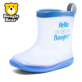 Boogie Bear儿童雨鞋透明男女童防滑雨靴宝宝小童幼儿园水鞋胶鞋 BB191R0101蓝色 26
