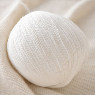 牧心 羊绒线 毛线 21/3中粗线 手编机织均可 婴儿宝宝毛线 围巾线Z05 纯白色