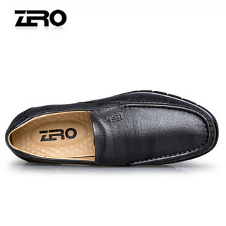 零度(ZERO)商务休闲鞋男 柔软缝线驾车鞋 舒适套脚爸爸鞋男士鞋子 C73125 黑色 44