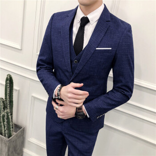 雅鹿 西服套装男2018秋冬新款男士商务正装聚会婚礼西服套装 CG-1668 蓝色（两件套） 2XL外套+32西裤