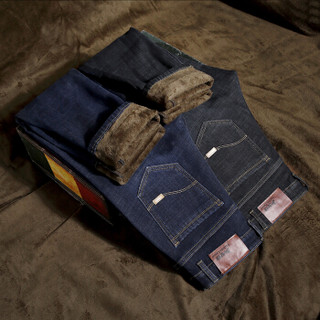 金盾（KIN DON）牛仔裤 新款男士时尚加绒保暖牛仔裤021蓝色加绒36