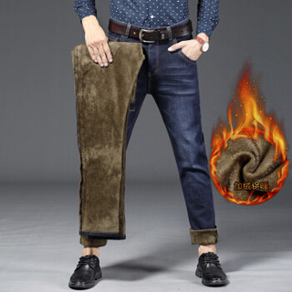 金盾（KIN DON）牛仔裤 新款男士时尚加绒保暖牛仔裤021蓝色加绒36