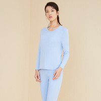 YOUR SUN 宜而爽 纯棉女士秋衣秋裤套装基础款保暖内衣圆领大码精梳棉衬衣 1300013126(G17/57N) 纯净蓝PT15-3920 L/165