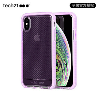 Tech21苹果新品iphone Xs手机壳5.8英寸保护套 苹果X 菱格纹兰花粉 摄像头保护 防摔轻薄无线充电手机套