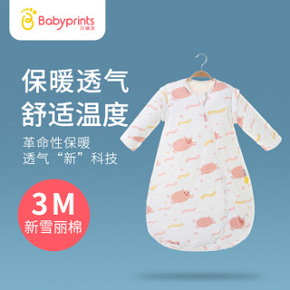 Babyprints3M新雪丽婴儿睡袋 宝宝一体式夹棉睡袋秋冬抱被防踢被 80 贝奇猪