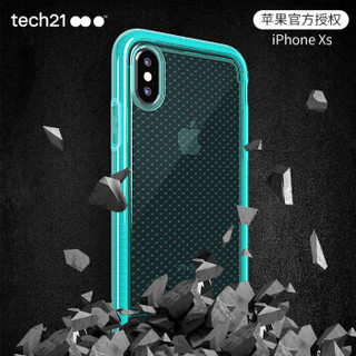 Tech21苹果新品iphone Xs手机壳5.8英寸保护套 苹果X 菱格纹深海蓝 摄像头保护 防摔轻薄无线充电手机套