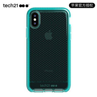 Tech21苹果新品iphone Xs手机壳5.8英寸保护套 苹果X 菱格纹深海蓝 摄像头保护 防摔轻薄无线充电手机套