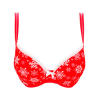 iadore 安朵 印花光面聚拢女内衣上托胸罩文胸 HB0660RED 红色 70A