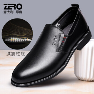 ZERO 时尚英伦经典商务正装耐磨套脚男士皮鞋 Z91906 黑色 43码