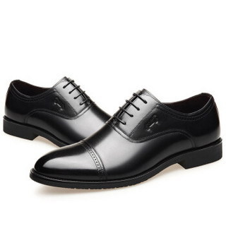 意利船长 男士系带商务休闲简约低帮正装皮鞋 WK26A48-1 黑色 38码