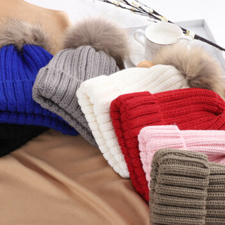 南极人帽子女冬季韩版可爱学生时尚潮流百搭保暖针织毛球毛线帽N2E8X825232 灰色