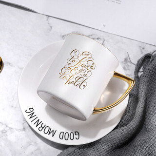 特美刻（TOMIC）陶瓷/马克杯 北欧风简约描金陶瓷马克杯创意情侣水杯早餐咖啡牛奶杯子 TC85001 300ml 白色