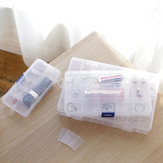 洁比世 多格透明储物盒收纳盒首饰盒整理盒药盒自由拼装 10格