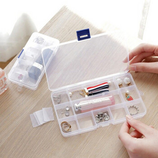 洁比世 多格透明储物盒收纳盒首饰盒整理盒药盒自由拼装 10格