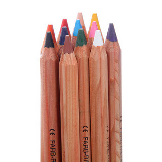 LYRA德国艺雅彩色铅笔12色六角形粗笔杆儿童学生绘画涂色彩铅笔原木色纸盒装L3931120